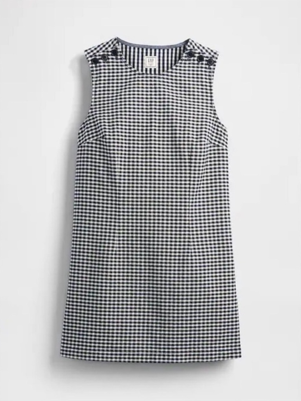 GAP x Doen- Navy & White Gingham Button-Shoulder Shift Dress